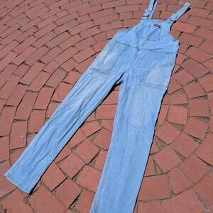 Run & Fly Stone Wash Blue Denim Overalls Dungarees Size Small Roomy 36
